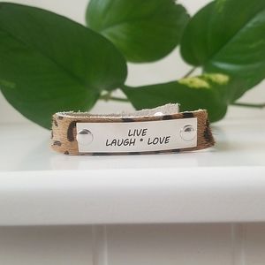 NWOT Plunder Live Laugh Love Adjustable Leopard Print Bracelet